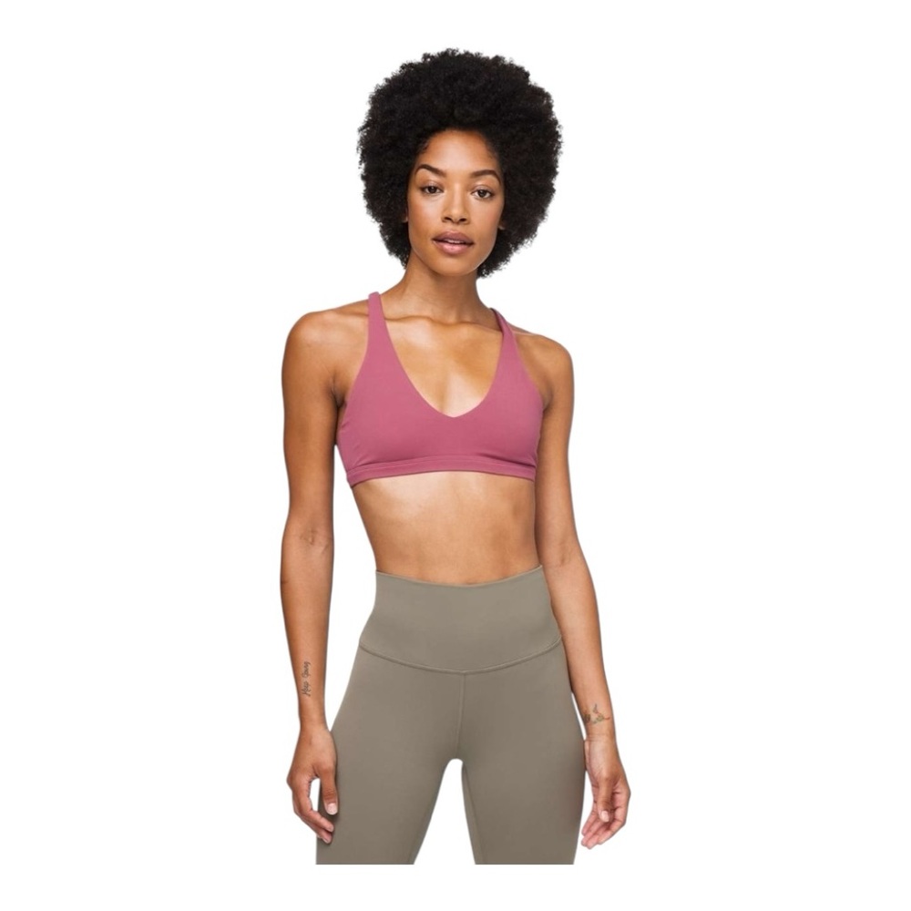 Lululemon Sports Bra Size 4 Rose Pink Strappy Back Yoga Gym Athletic EUC